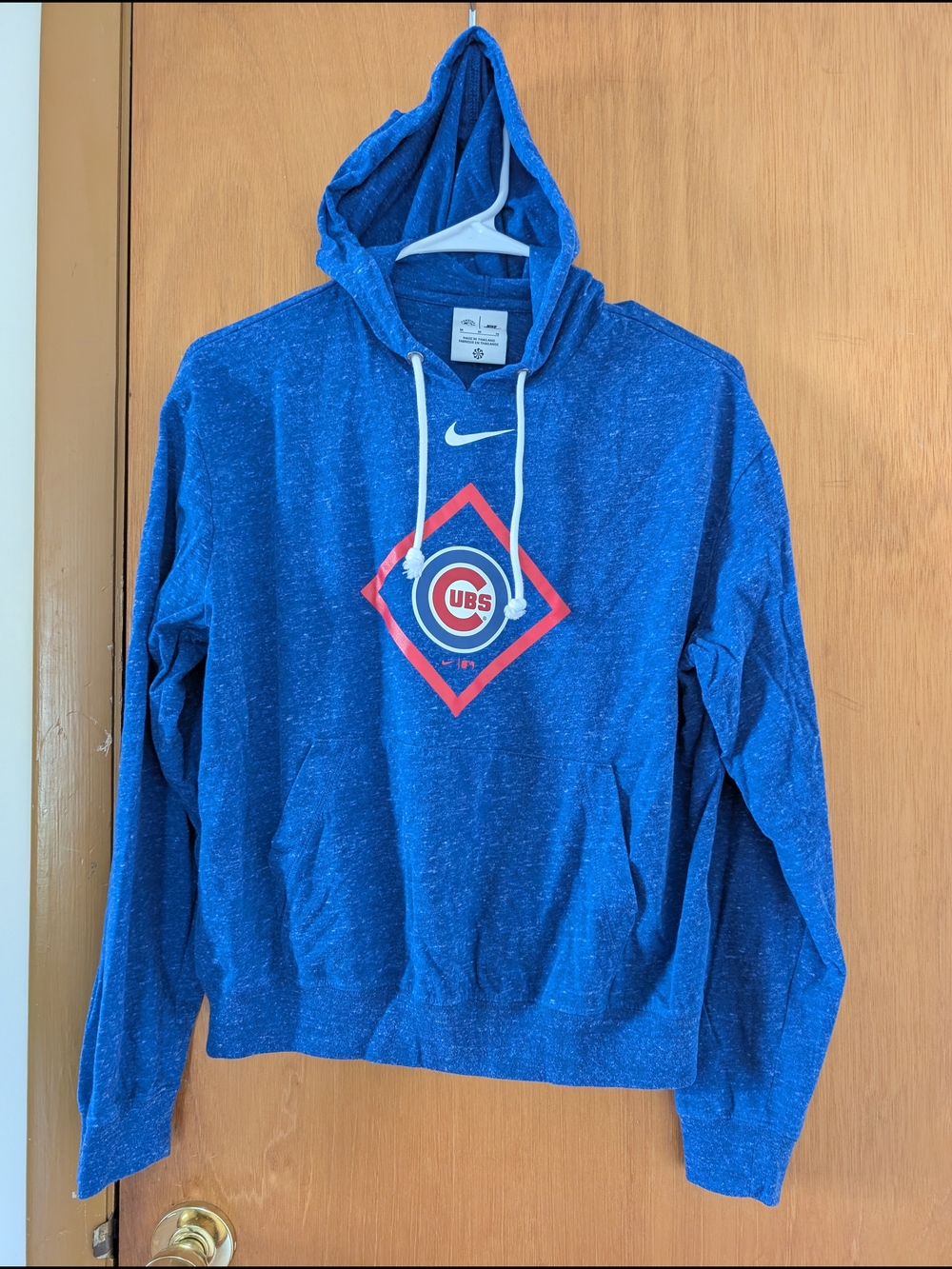 Nike Blue Chicago Cubs Logo Hoodie with Red and White Accents